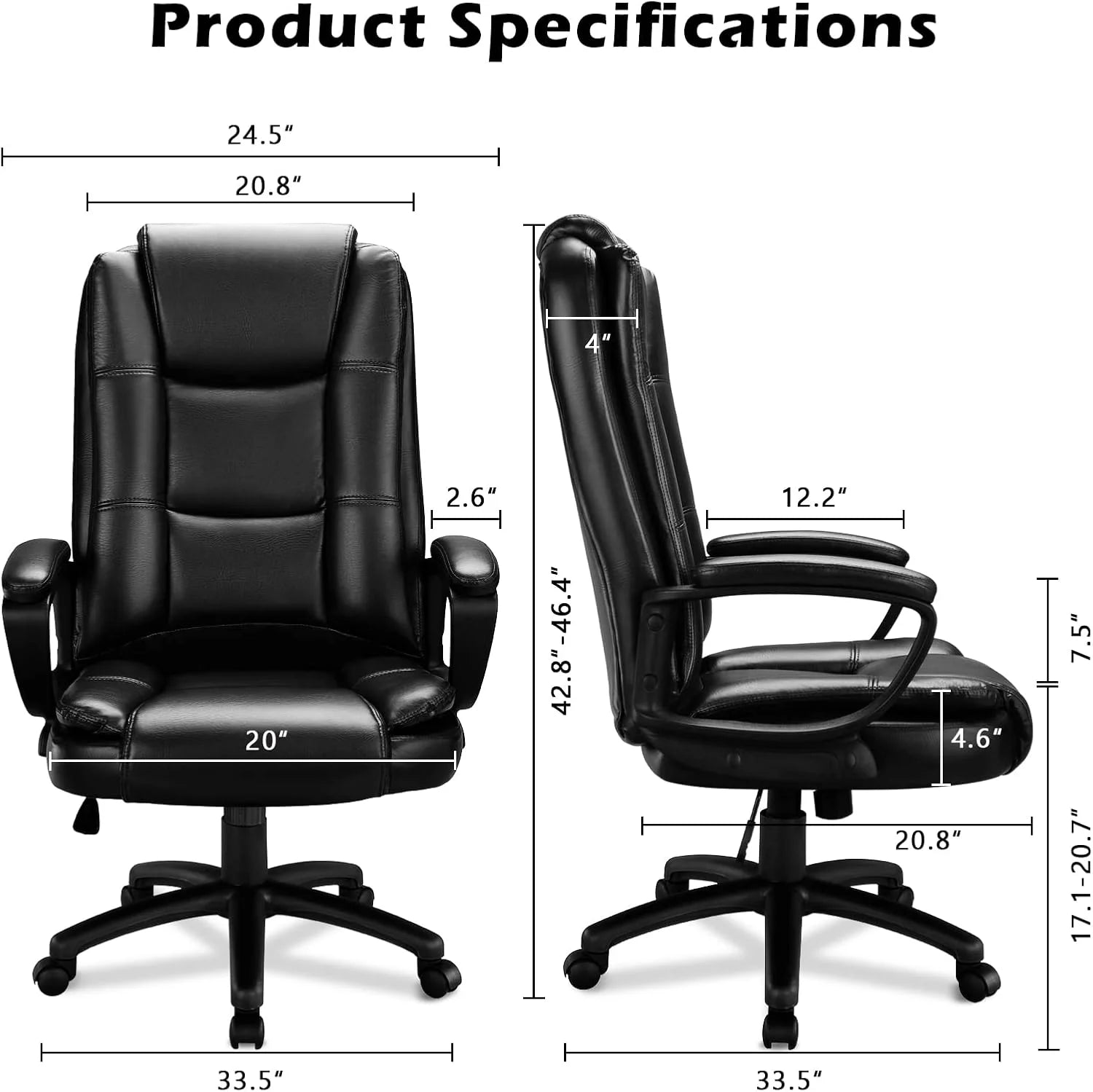 Big and Tall Home Office Computer Chair for Adults, High Back Desk Chair for Heavy Duty 400 LBS