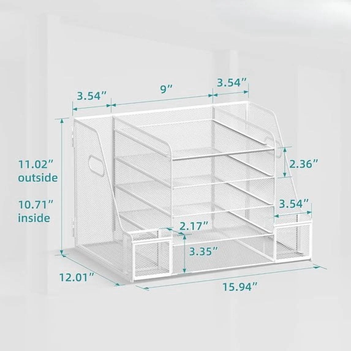 5-Tier Desk Organizer with File Holder, Mesh Paper Letter Tray Organizer with Magazine Holder, Desktop Organizer and Storage for Office Supplies