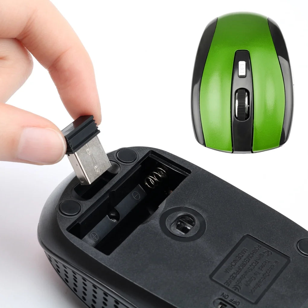Wireless Gaming Mouse Adjustable DPI 2.4G 6 Buttons Optical Mouse for Laptop Notebook PC, Green