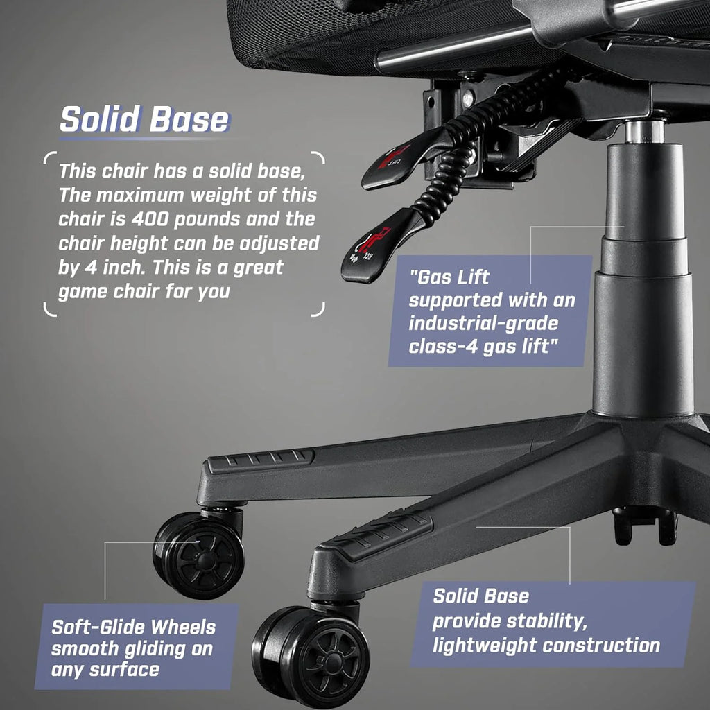 Gaming Chairs with Footrest, Massage Leather Game Chair for Adults, Big and Tall Gamer Chair with Headrest and Lumbar Support