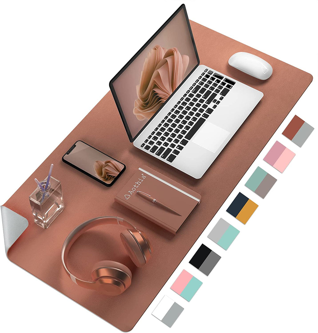 Double-Sided PU Leather Desk Pad - Non-Slip Large Mouse Pad & Desk Mat for Office, Home 