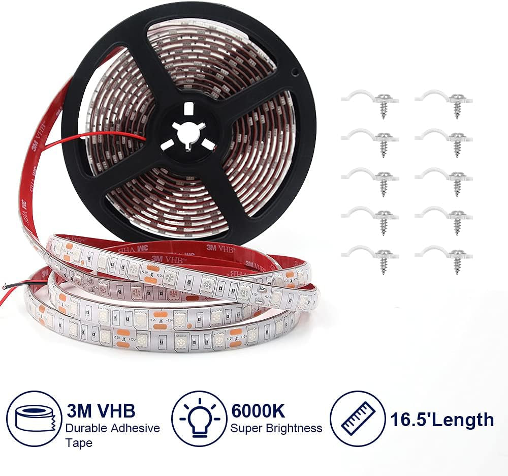 16.5FT Pontoon LED Light Strip, 12V Waterproof Marine Light for Interior and Deck, Night Fishing. Ideal for Pontoon and Fishing Boat