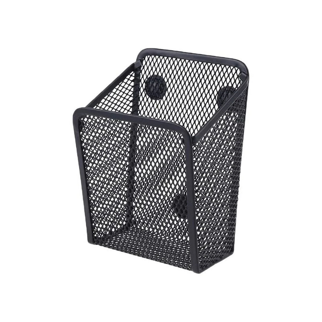 Magnetic Metal Mesh Pencil Holder, Wire Mesh Storage Basket Organizer with Strong Magnet for Refrigerator, Whiteboard, Locker Accessories, Office Supplies Organizers, 3 Slot Black