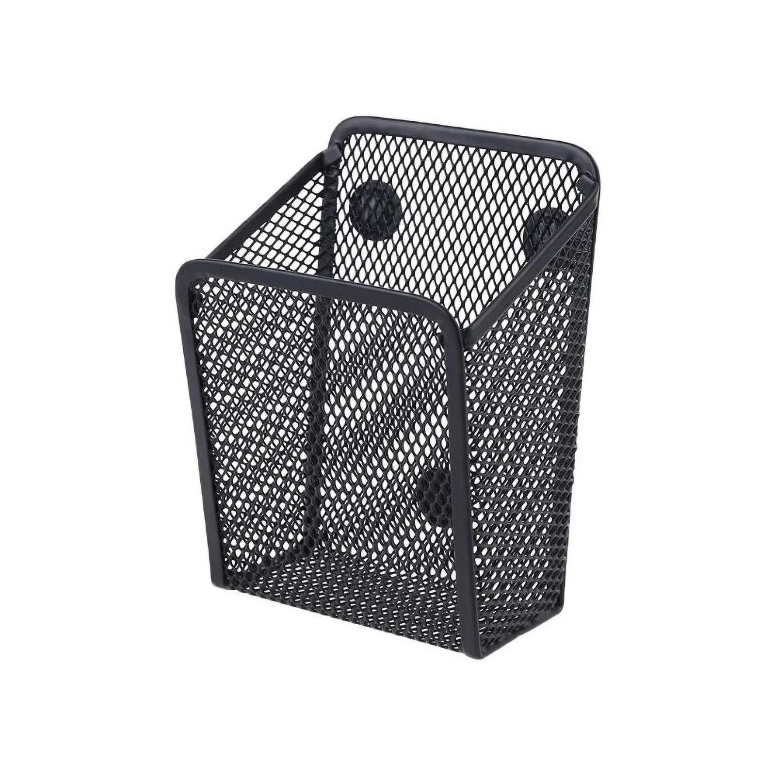 Magnetic Metal Mesh Pencil Holder, Wire Mesh Storage Basket Organizer with Strong Magnet for Refrigerator, Whiteboard, Locker Accessories, Office Supplies Organizers, 3 Slot Black