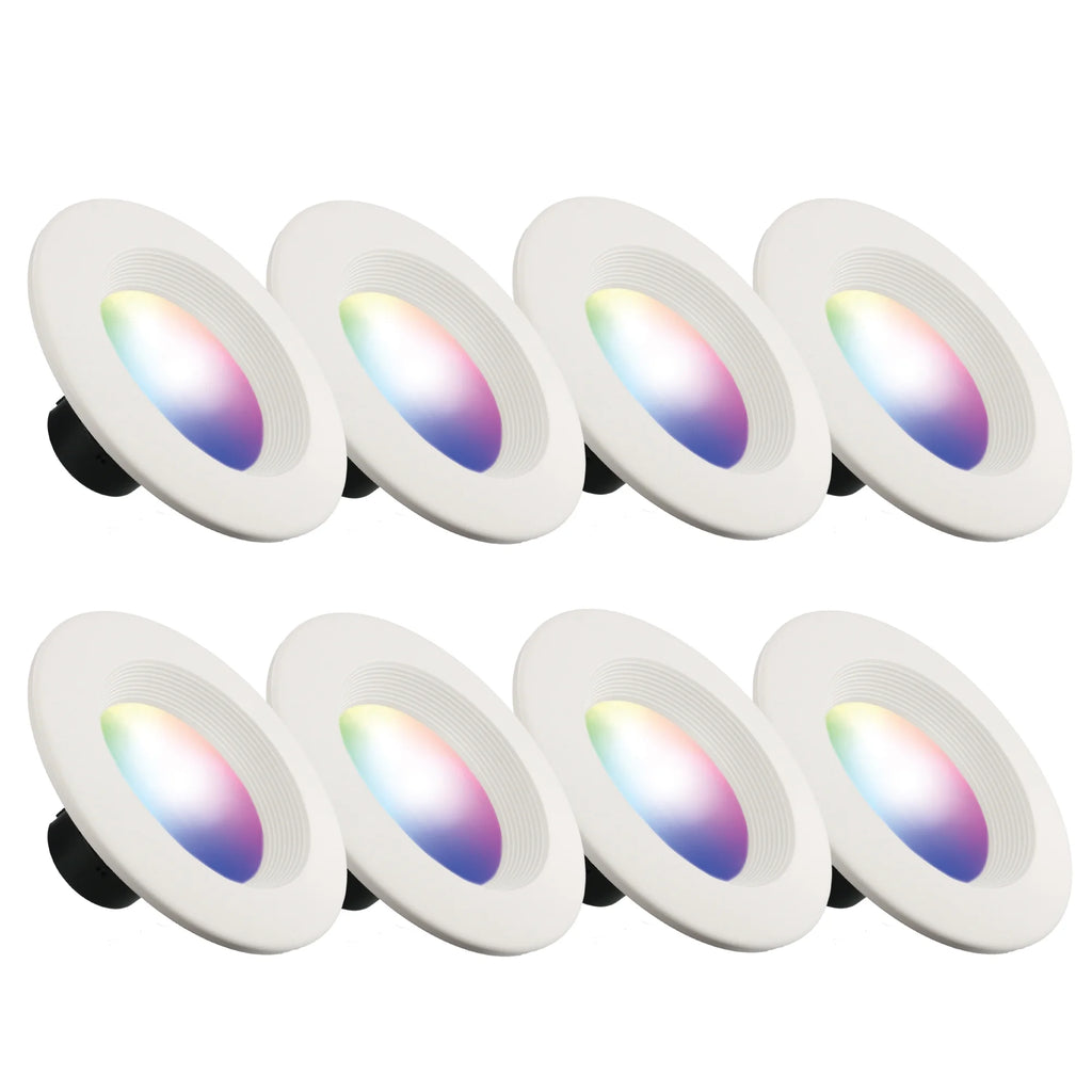 8-Pack Smart Wi-Fi Multi Color and Multi White 5”/6” LED Recessed Downlight BR30, Indoor Kitchen Area