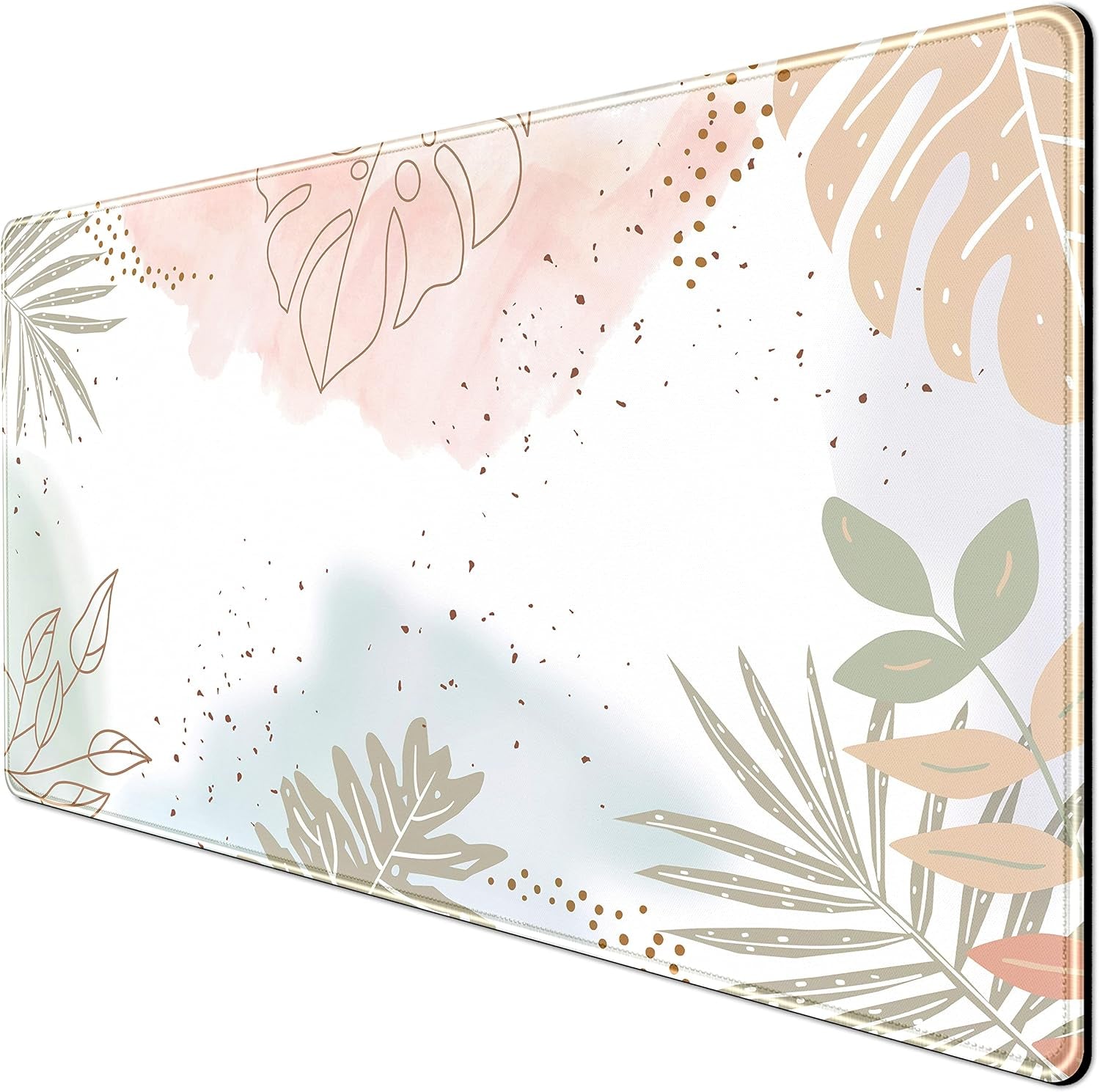 Keyboard Mat Boho Pastel Painting Mousepad Matcha Green Plant Abstract Accessories Desk Pad Mouse Mat Desk Mat for Desktop Gamer Girl Office Accessories for Women Large Desk Mats, 31.5 X 15.75 In