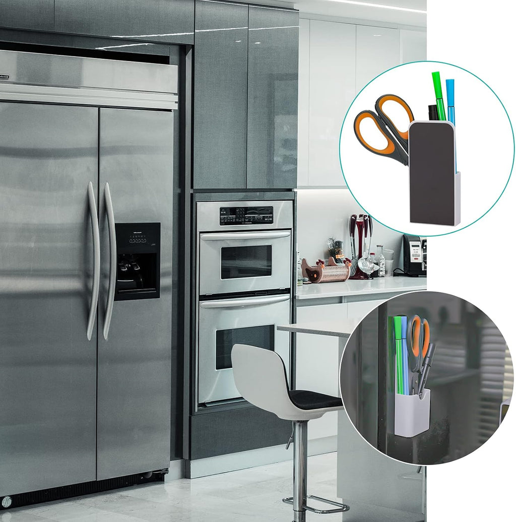 2 Pcs Magnetic Pen Holder Pencil Holder Dry Erase Marker Holder Magnetic Pen Organizer Home School Office Supplies for Refrigerator Whiteboard Locker (White)