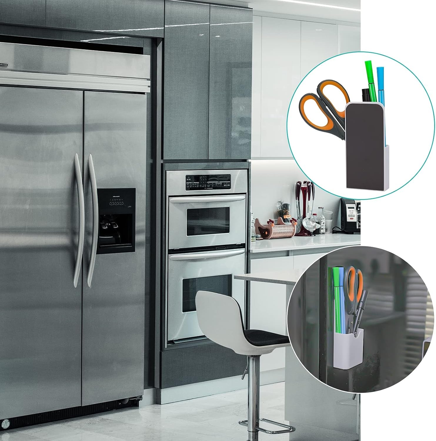 2 Pcs Magnetic Pen Holder Pencil Holder Dry Erase Marker Holder Magnetic Pen Organizer Home School Office Supplies for Refrigerator Whiteboard Locker (White)