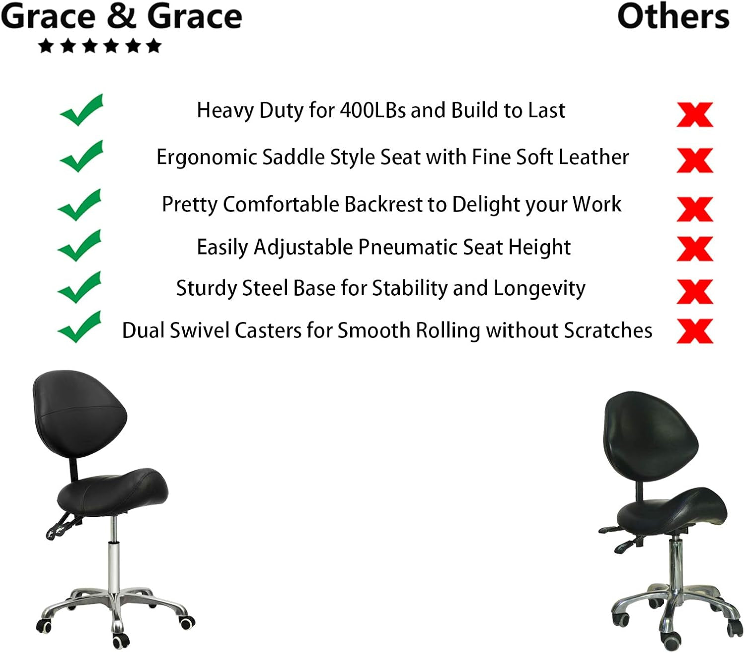 Professional Saddle Stool Series Hydraulic Swivel Comfortable