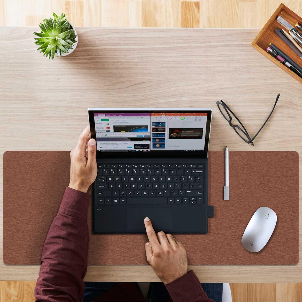 Double-Sided PU Leather Desk Pad - Non-Slip Large Mouse Pad & Desk Mat for Office, Home 