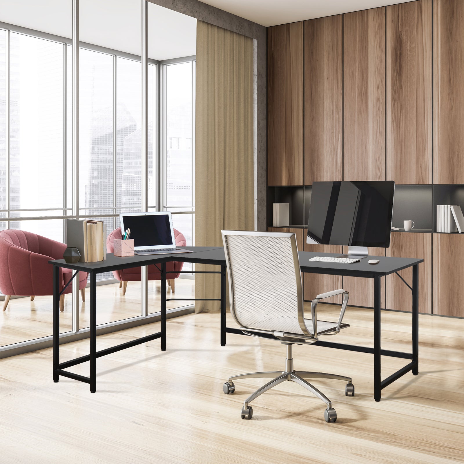 Computer Gaming Laptop Table L-Shaped Desk Corner Workstation Office Desk 66"