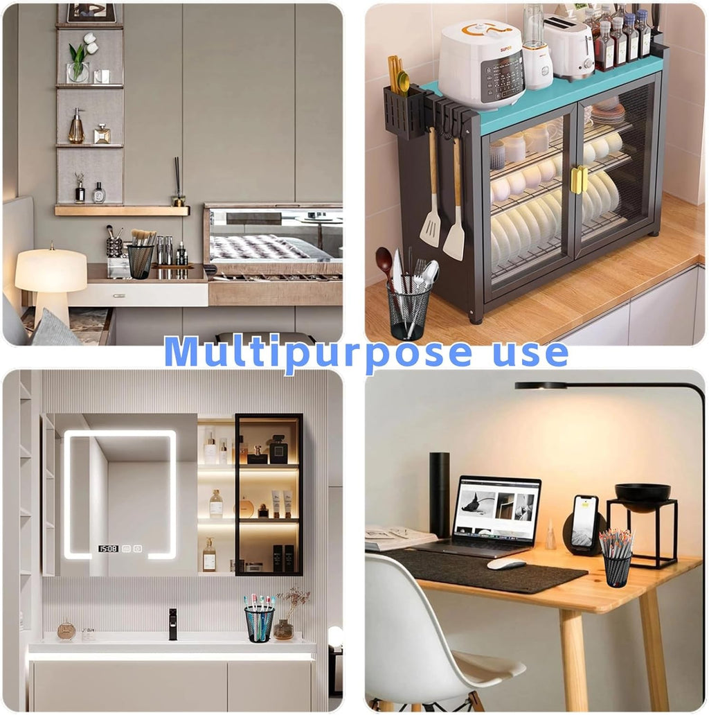 4 Packs Pen Holders, Mesh Pencil Holder Metal Cup Black for Desk, Black