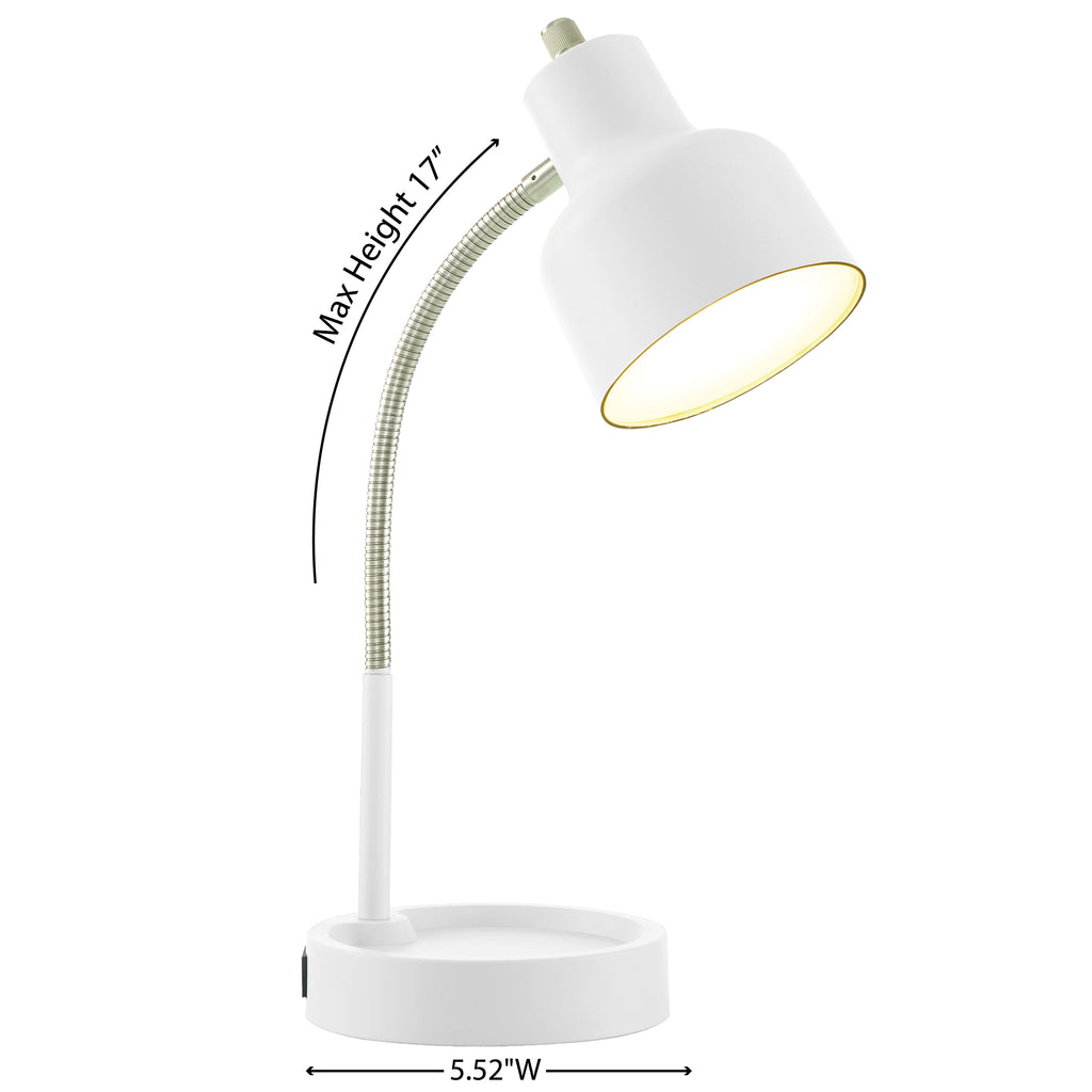 17" LED Catch-All Base & AC Outlet Adjustable Flexible Desk Lamp