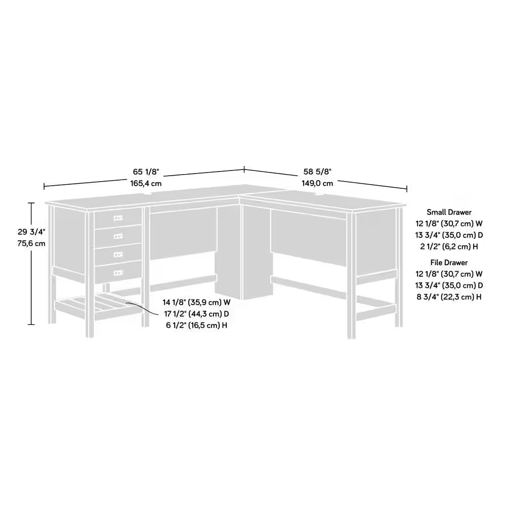 Cottage Road 65.118 In. Mystic Oak Engineered Wood L-Shaped Desk