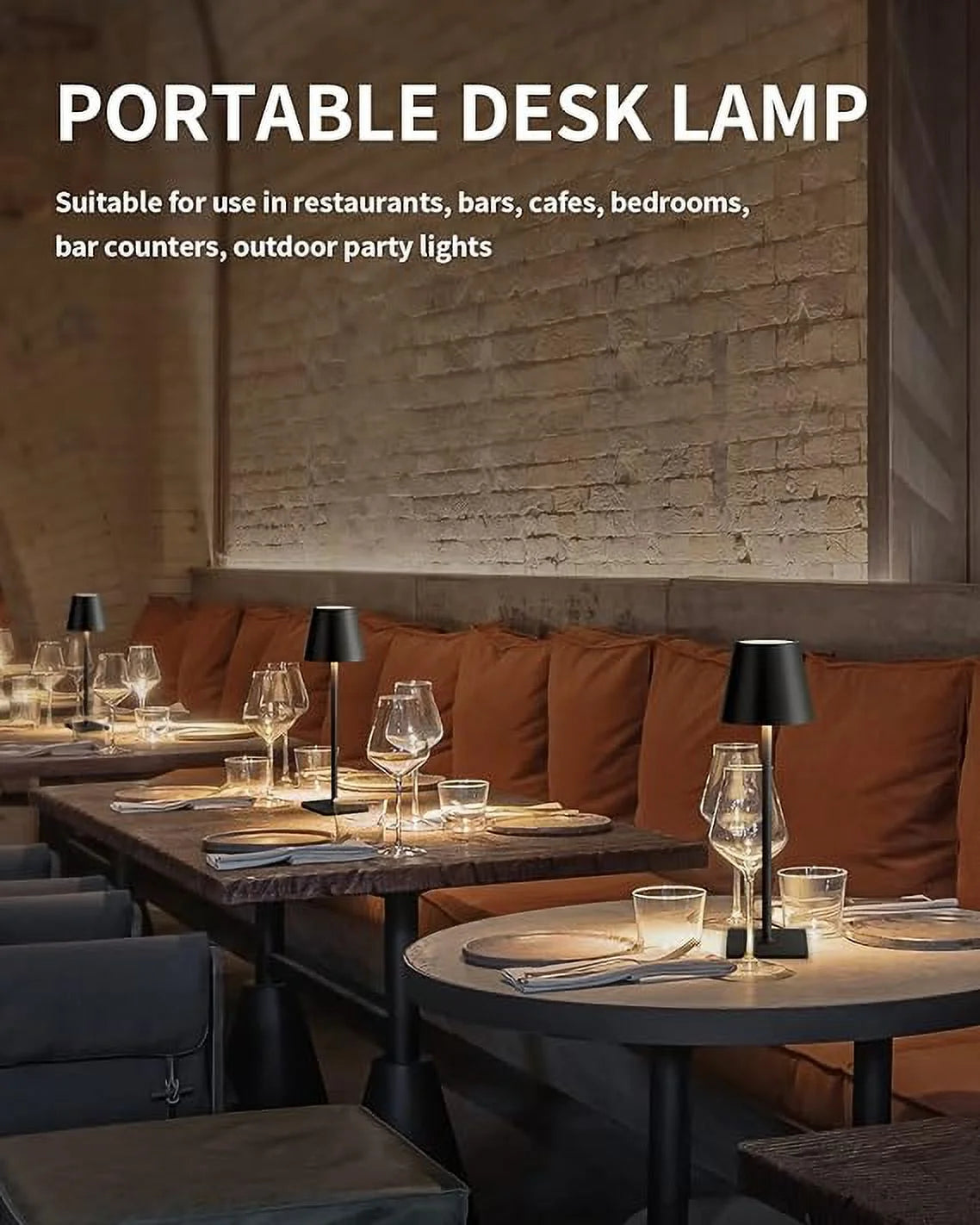 2 Pack Led Desk Lamp ,Portable Cordless Table Lamp,3 Color Dimmable Desk Light for Home,Bedroom,Office,Dorm- Black