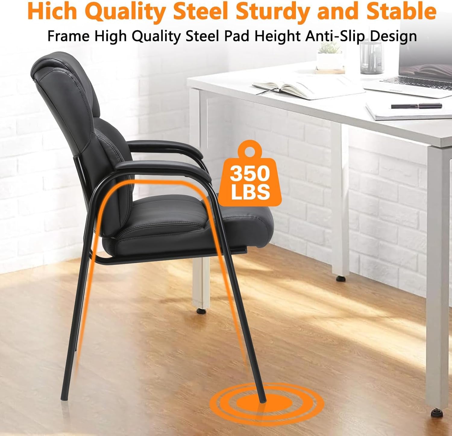 Leather Chair with Padded Arm Rest for Reception Meeting Conference 