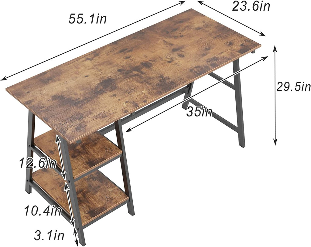 Tplus-140-Fg Office Desk, 55 Inch, Rustic Brown