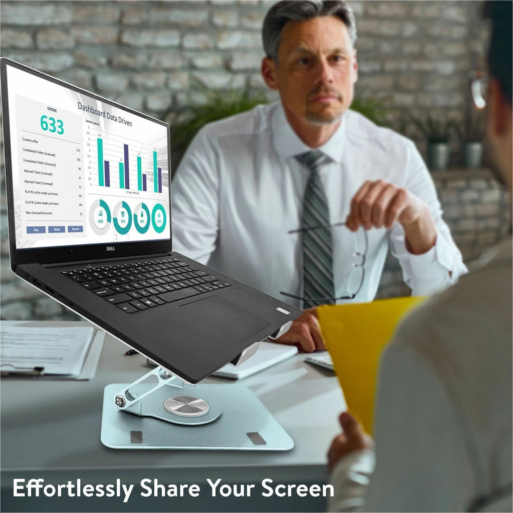 Swivel Laptop Stand for Desk – Adjustable Laptop Stand for Desk 360 Rotation – Raise, Tilt, Rotate, Cool Laptops with This Ergonomic Laptop Riser for Desk Ipad Stand Laptop Cooling Pad (Ocean Blue)