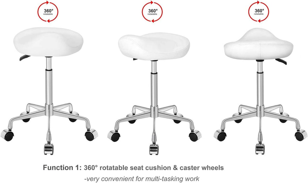Ergonomic Rolling Swivel Saddle Stool with Wheels