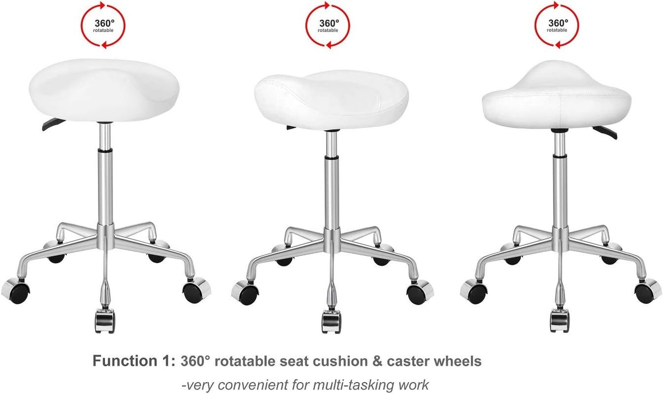 Ergonomic Rolling Swivel Saddle Stool with Wheels