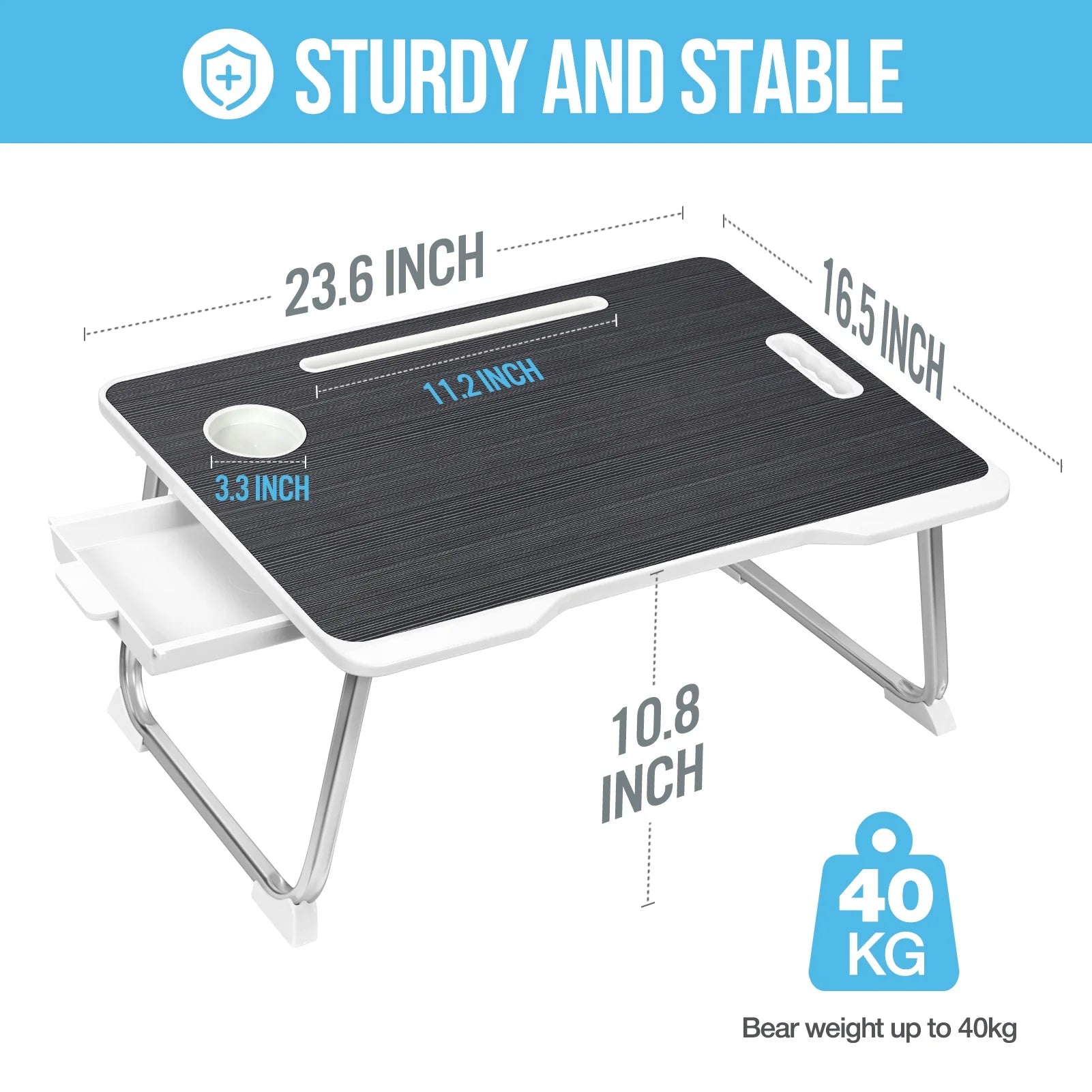 Large Lap Desk for Bed | Laptop Table, Portable Lap Desk, Home Office Room Laptop Desk for Bed Table Floor Table, Floor Desk for Adults (Black)