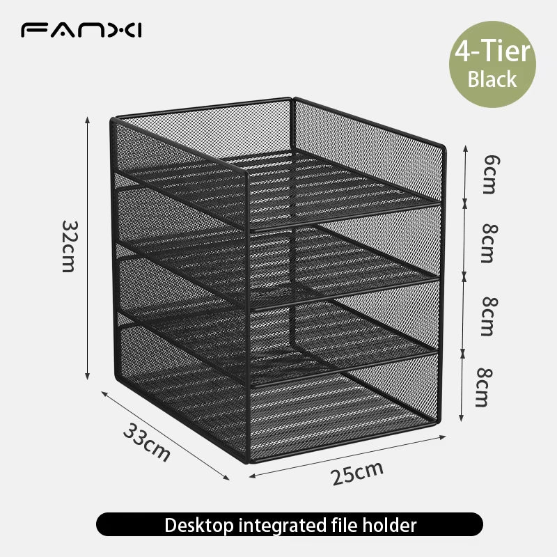Desk Organizer with File Holder, Desk Organizers with 3 Tier Letter Trays and 2 Pen Holders,