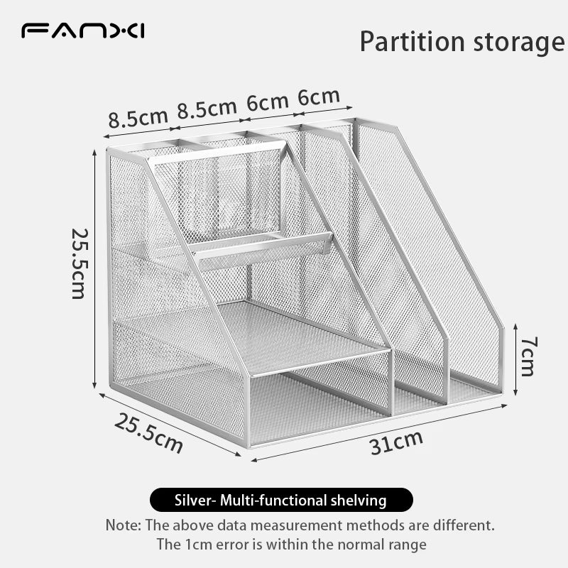 Desk Organizer with File Holder, Desk Organizers with 3 Tier Letter Trays and 2 Pen Holders,