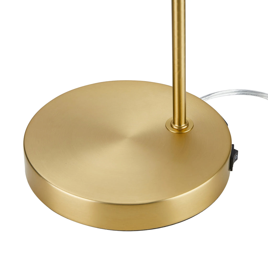 17.5" Frosted Globe Desk Lamp with USB Ports, Brass