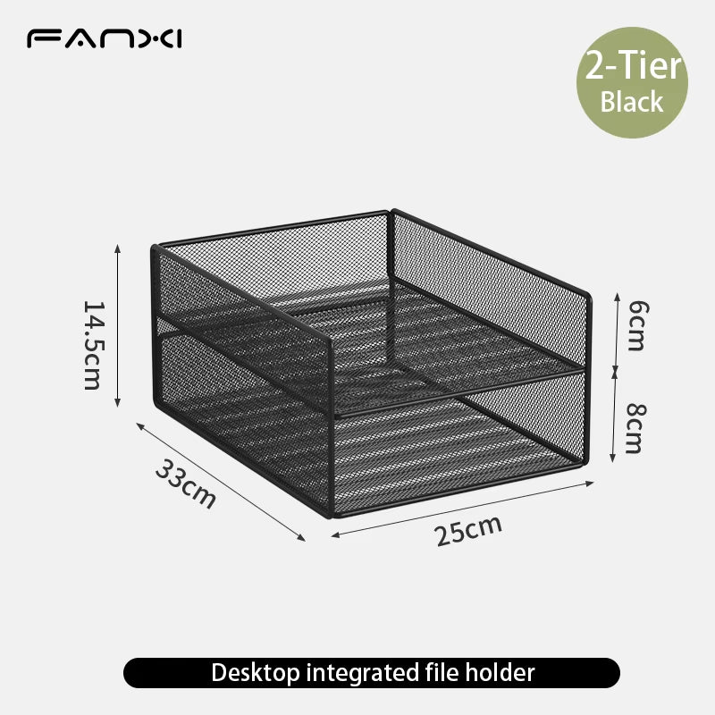 Desk Organizer with File Holder, Desk Organizers with 3 Tier Letter Trays and 2 Pen Holders,