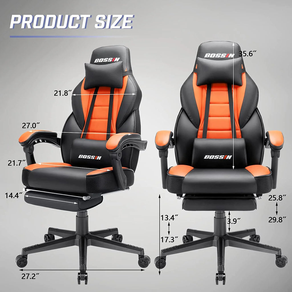 Gaming Chairs with Footrest, Massage Leather Game Chair for Adults, Big and Tall Gamer Chair 