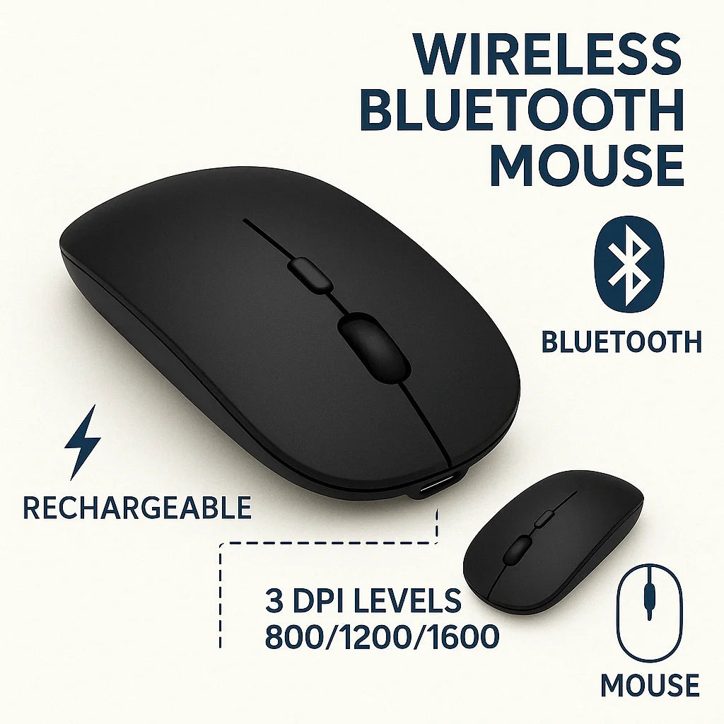 Rechargeable Wireless Bluetooth Mouse for Laptop, PC, Ipad, 