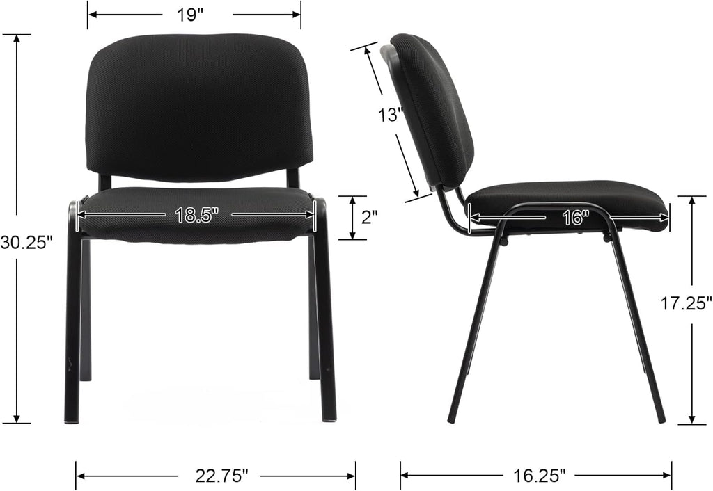  Black Office Chairs Armless Conference Room Chairs 5 Pack 