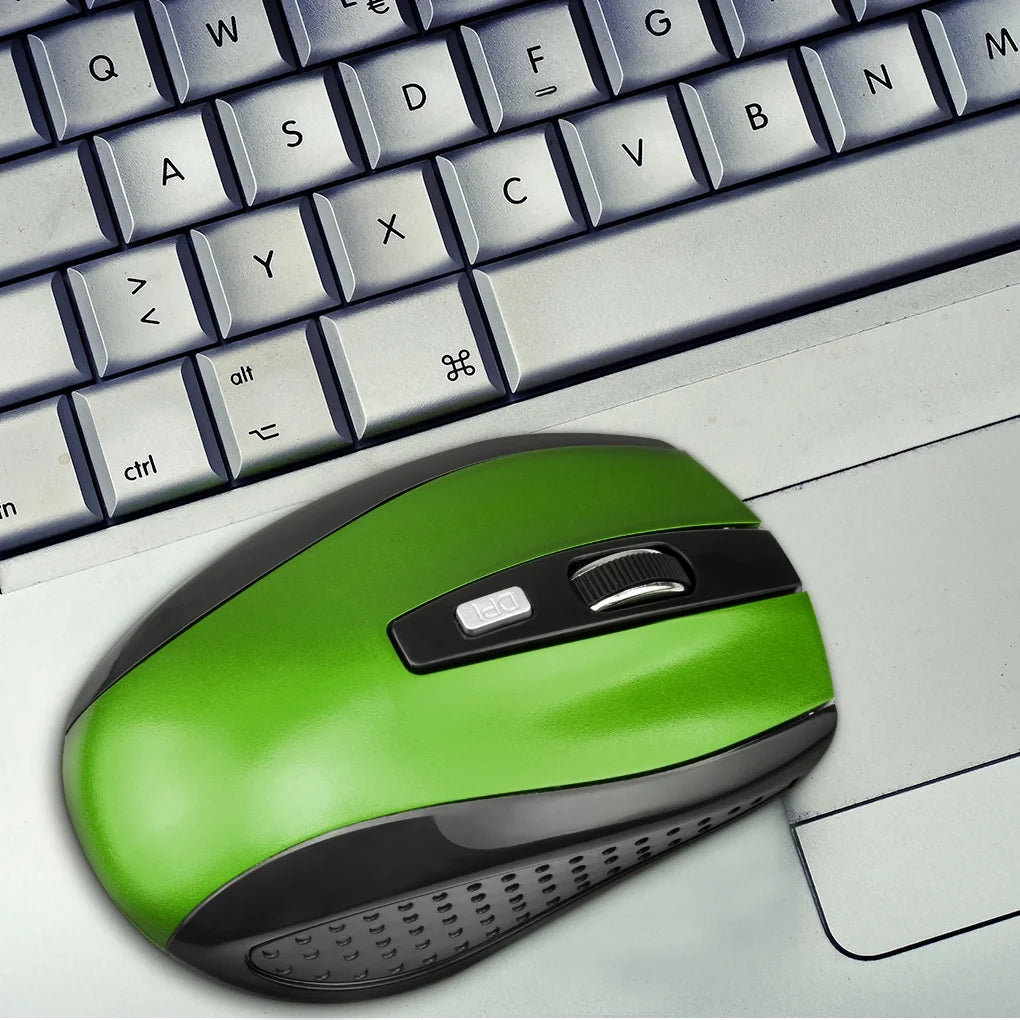 Wireless Gaming Mouse Adjustable DPI 2.4G 6 Buttons Optical Mouse for Laptop Notebook PC, Green
