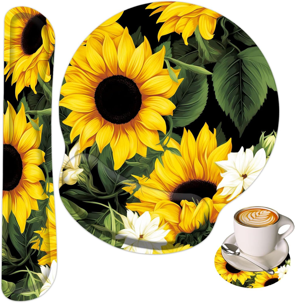 Keyboard Wrist Rest and Mouse Wrist Rest Pad with Cup Coaster,