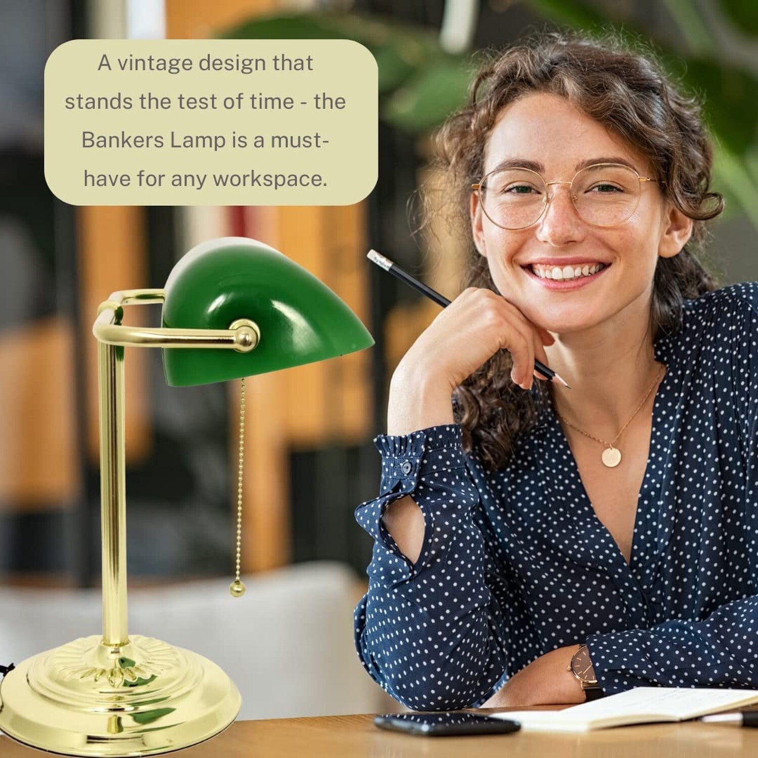 LIGHTACCENTS Bankers Lamp Desk Lamp with Green Glass Shade Bankers Lamp Green...