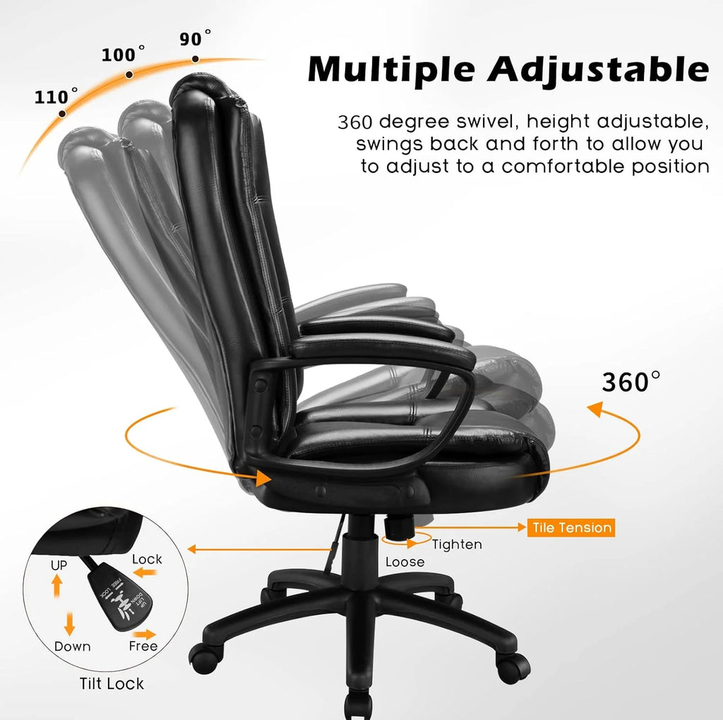 Big and Tall Home Office Computer Chair for Adults, High Back Desk Chair for Heavy Duty 400 LBS