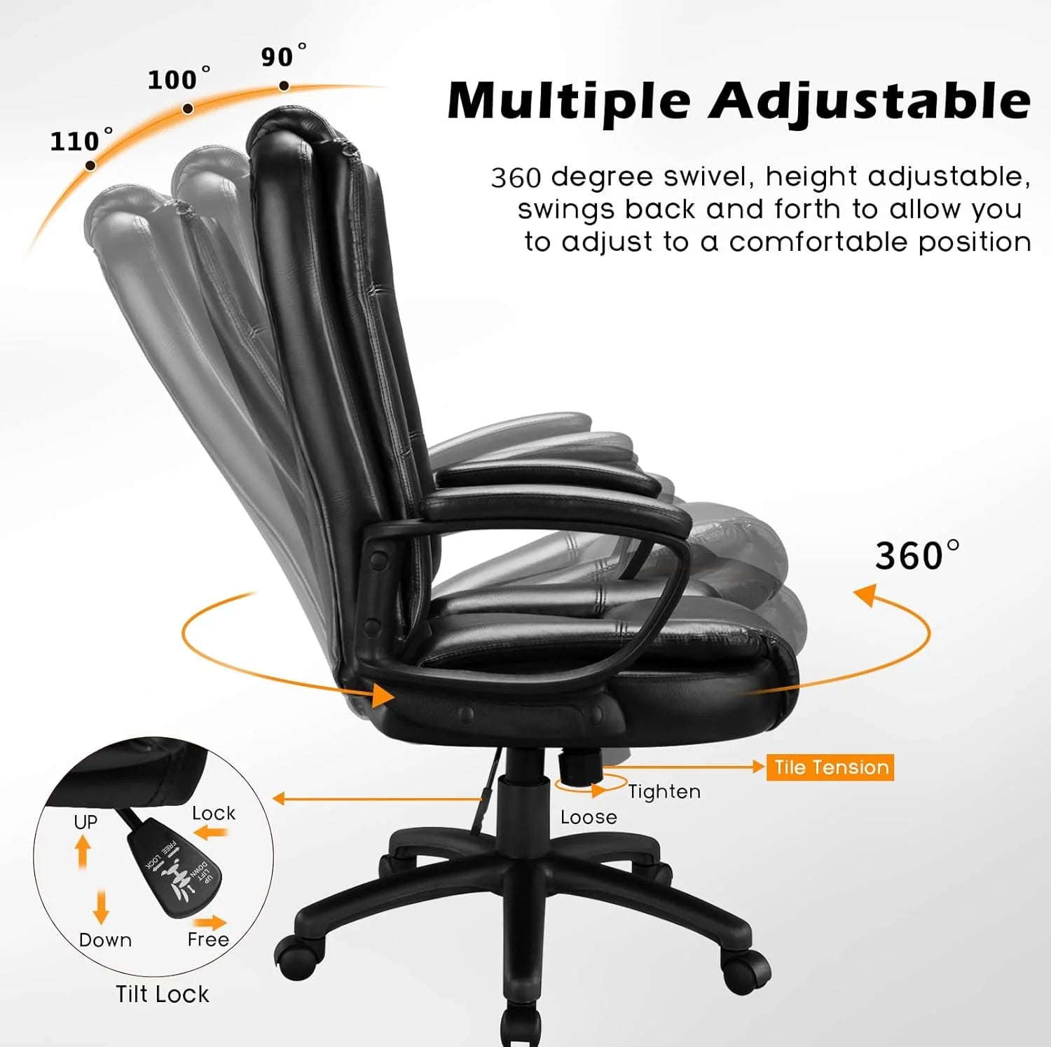 Big and Tall Home Office Computer Chair for Adults, High Back Desk Chair for Heavy Duty 400 LBS