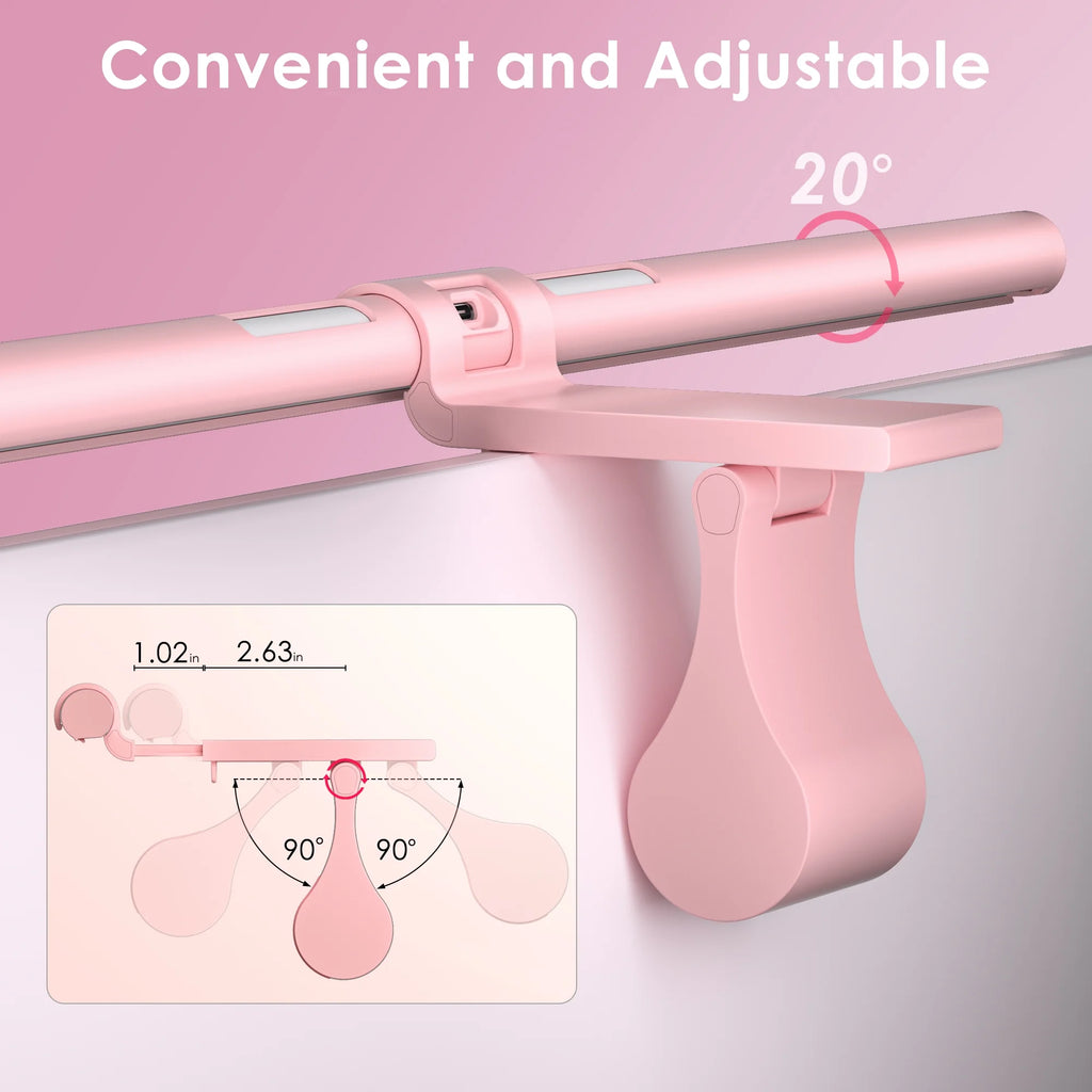 Monitor Light Bar, Eye-Care No Screen Glare Screen Light Bar, Stepless Dimming Monitor Light as Gifts for Girls for Home Office Gaming Reading, Pink