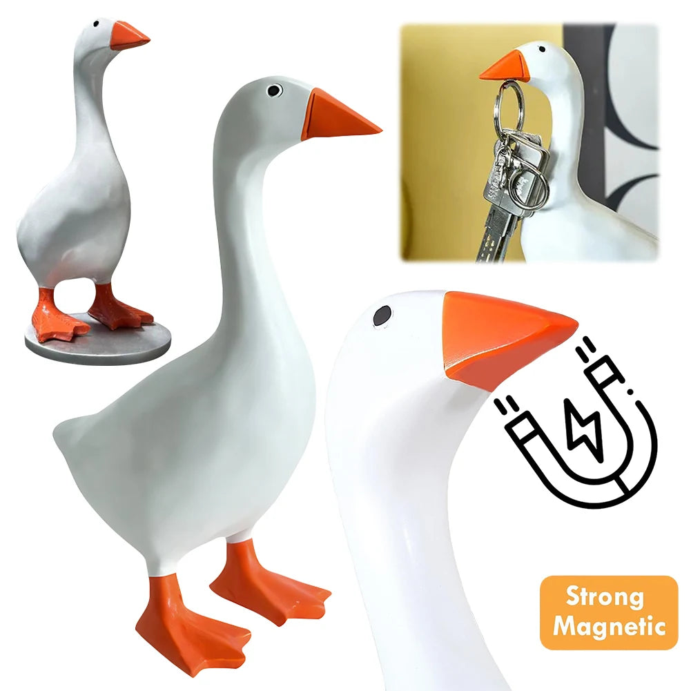 Cute Duck Statue Key Hanger Resin Goose Duck Statue Sculpture Funny Office Desk Decor Housewarming Gifts for Women Men