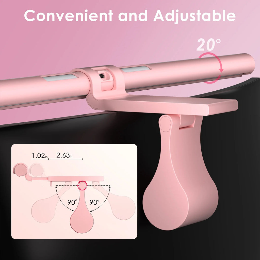 Monitor Light Bar, Eye-Care No Screen Glare Screen Light Bar, Stepless Dimming Monitor Light as Gifts for Girls for Home Office Gaming Reading, Pink