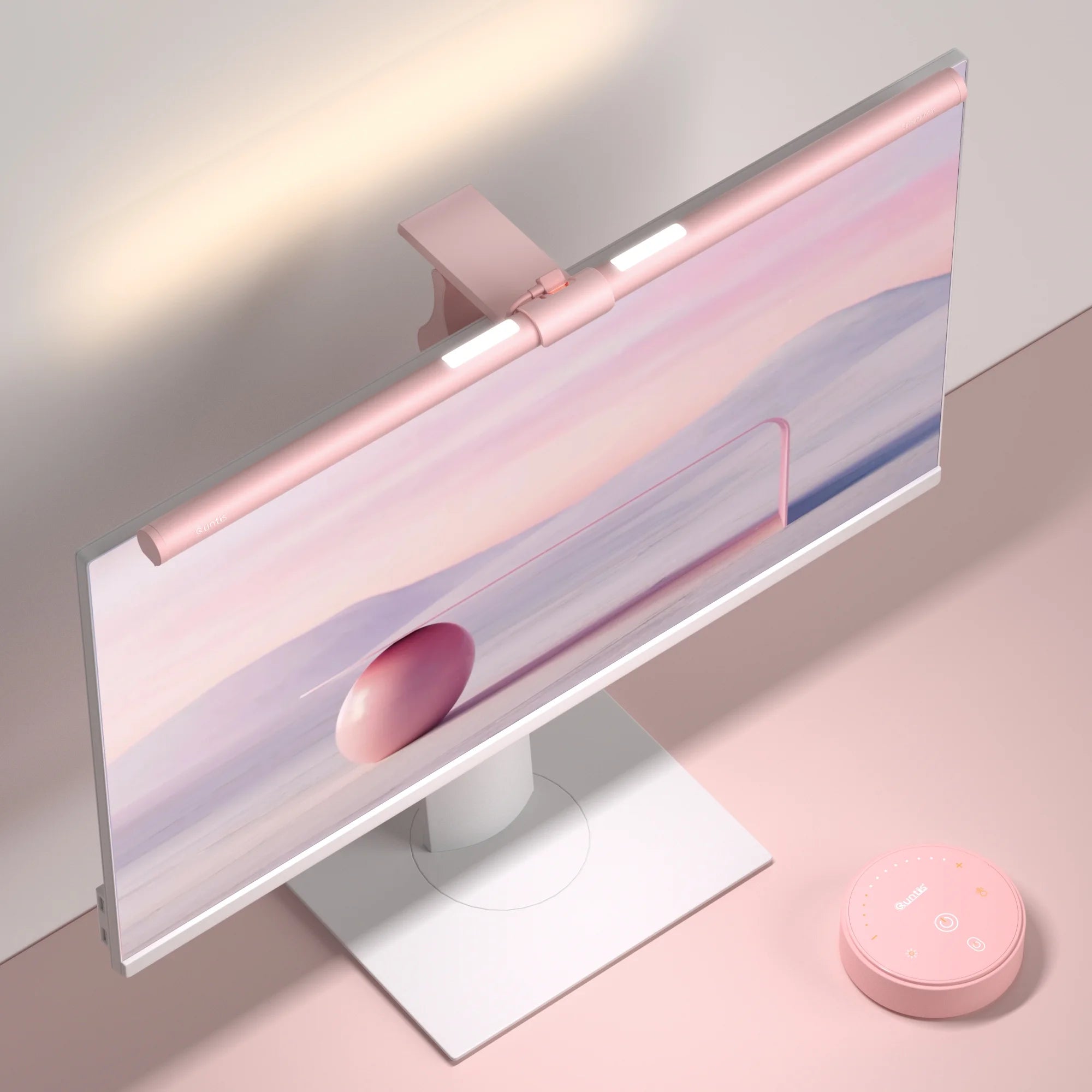 Monitor Light Bar, Eye-Care No Screen Glare Screen Light Bar, Stepless Dimming Monitor Light as Gifts for Girls for Home Office Gaming Reading, Pink