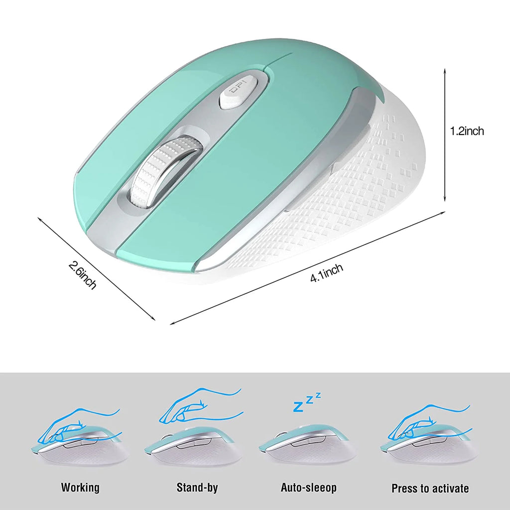 Computer Mouse Wireless,  2.4G Ergonomic Optical Mouse, Computer Mouse for Laptop, PC, Computer, Chromebook, Notebook, Auto-Sleep Mode, USB Receiver, 6 Buttons, 3 Adjustment DPI, Blue