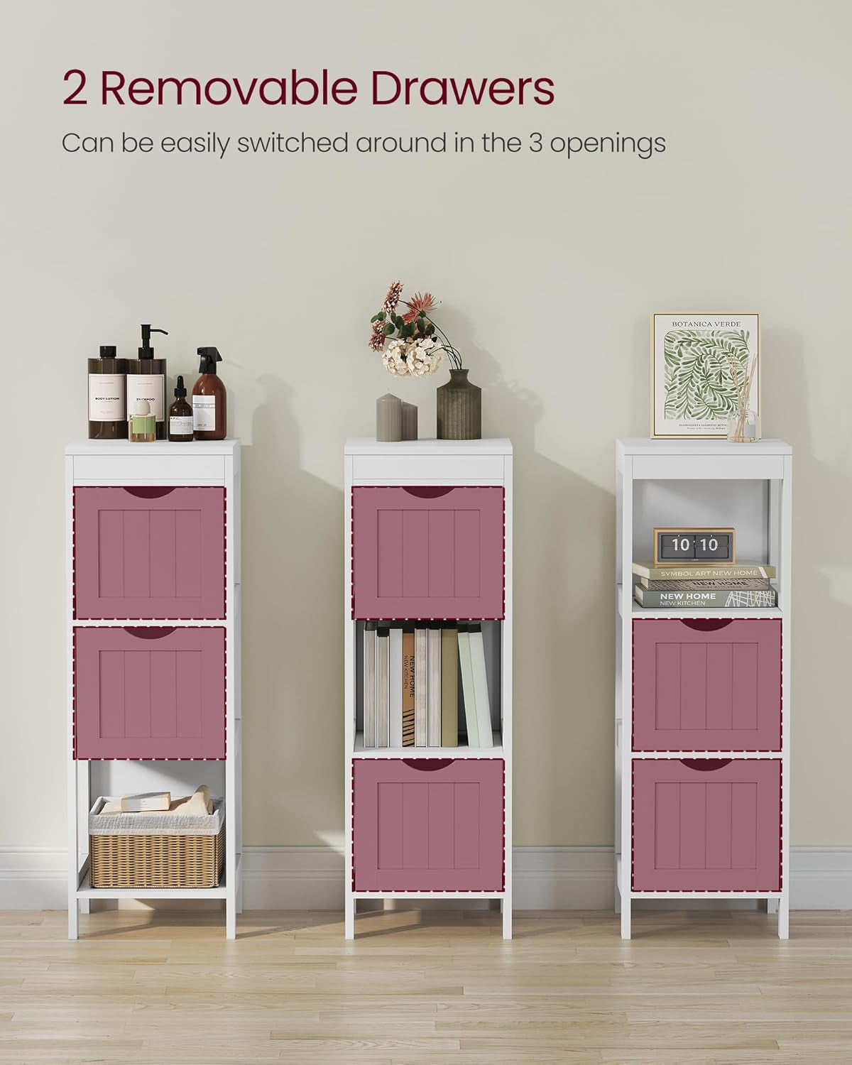 Storage Cabinet, Storage Organizer Rack Stand for Bathroom, Living Room, Bedroom, Multifunctional Corner Unit, 2 Drawers, 35 Inches in Height, White UBBC42WT