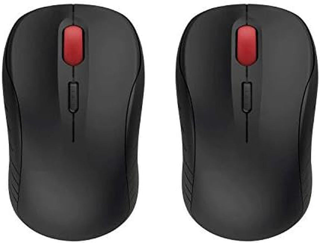 2.4G Wireless Optical Mouse, Silent, 3 DPI (Up to 1600), 4 Button, 2 Pack (Black) for Computer, Laptop, Macbook