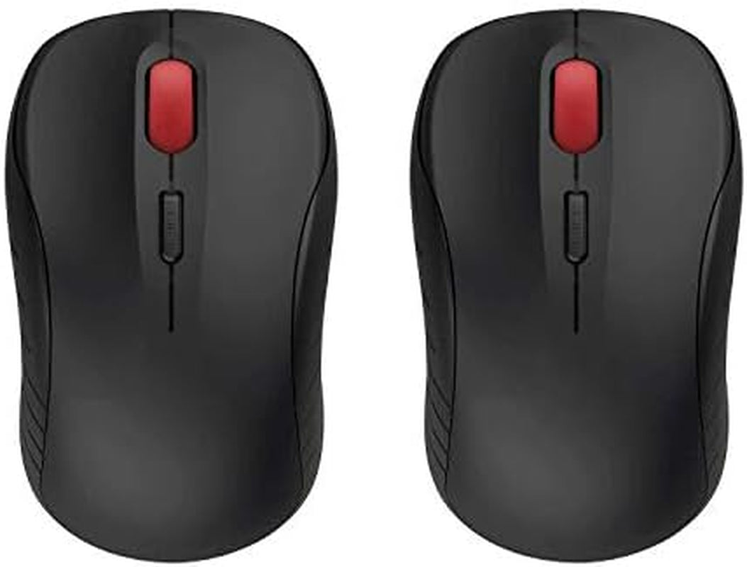 2.4G Wireless Optical Mouse, Silent, 3 DPI (Up to 1600), 4 Button, 2 Pack (Black) for Computer, Laptop, Macbook