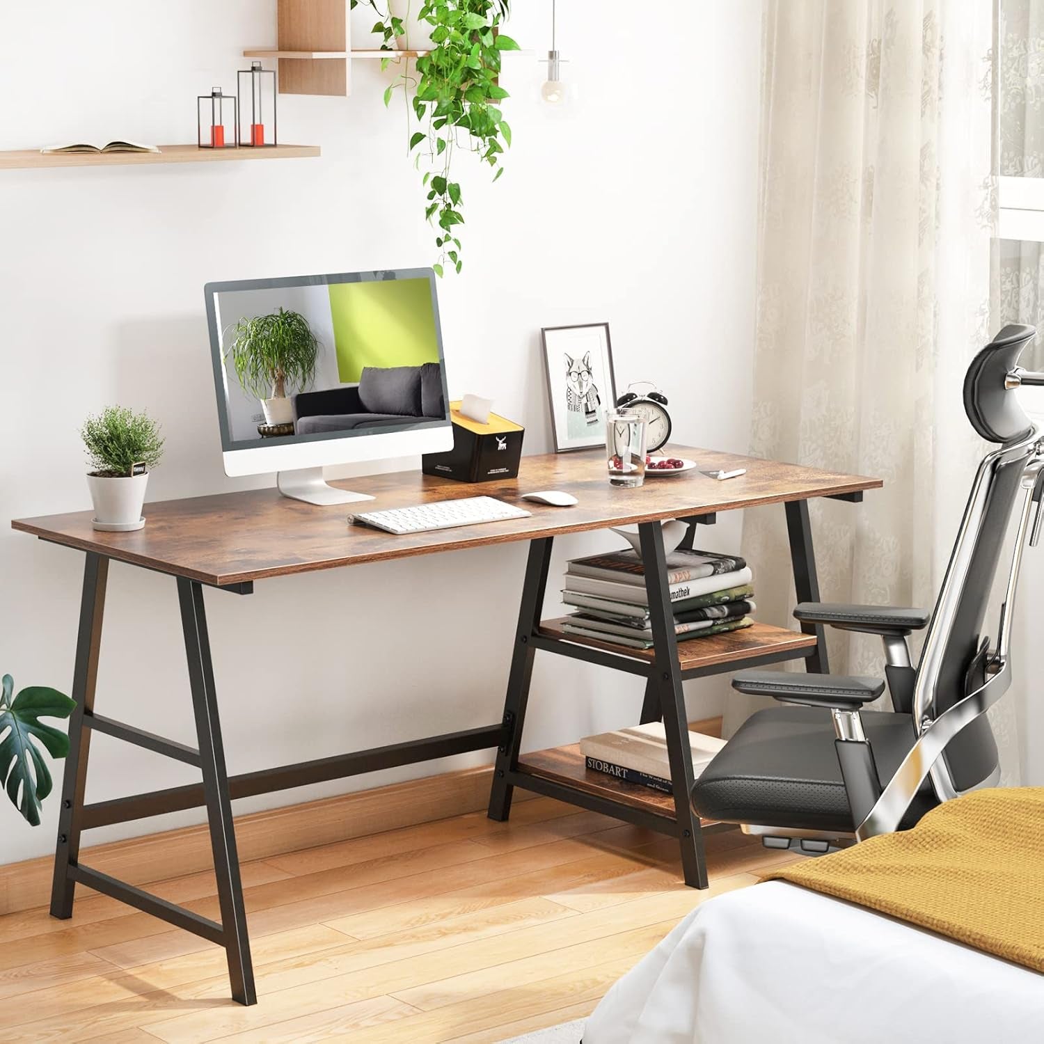 Tplus-140-Fg Office Desk, 55 Inch, Rustic Brown