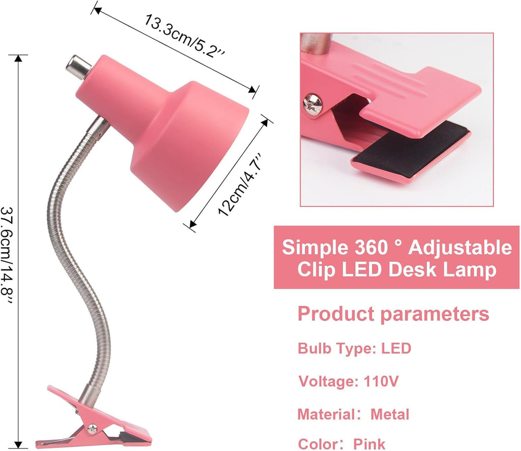 Energetic Clip on Lamp for Bed, Non-Dimmable Reading Light for Bed and Desk, 400